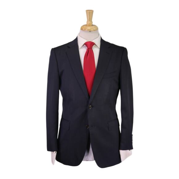 Paul Stuart Suit Navy Blue Thin Striped Wool 2-Btn Modern Fit Suit 38S - Picture 1 of 10